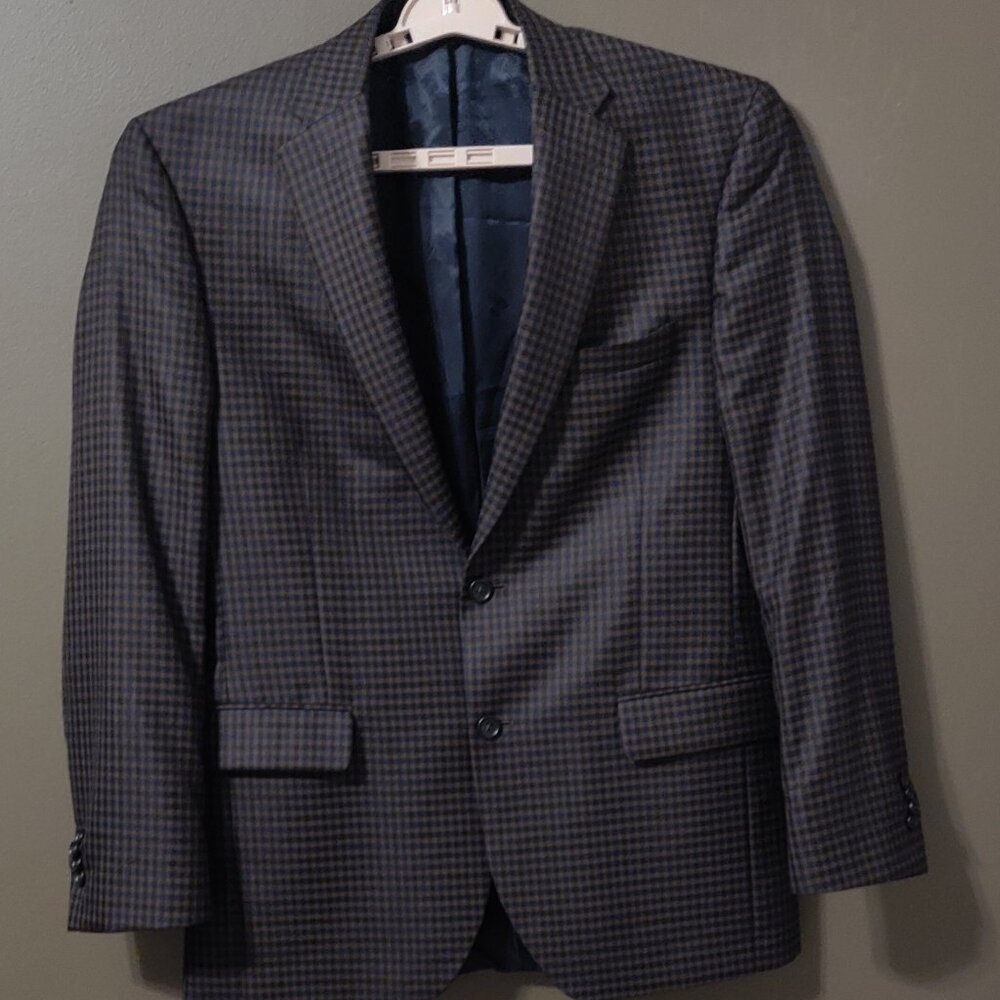 Jos. A. Bank Reserve Brown & Navy Gingham Check Blazer SIZE 40R